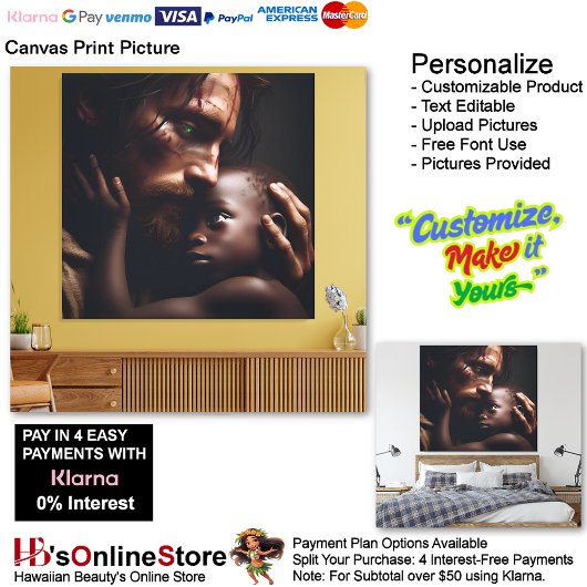 Jesus Cradling Child Canvas Afbeelding 3 Afdruk