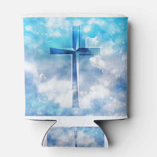 Jesus Cross blauw abstract Blikjeskoeler (Achterkant)