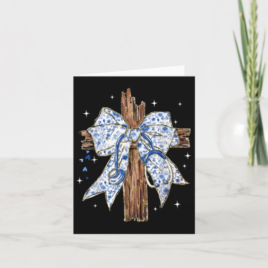 Jesus Cross Blue Coquette Bow Nurse Stethoscope Ch Kaart (Voorkant)