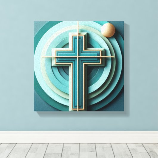 Jesus Cross Canvas Afdruk (Insitu (Houten vloer))