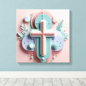 Jesus Cross Canvas Afdruk (Insitu (Houten vloer))