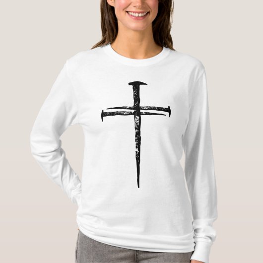 Jesus Cross Drie Nails Christelijk Vintage T-shirt (Voorkant)