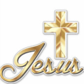Jesus _Cross gold Sticker (Voorkant)