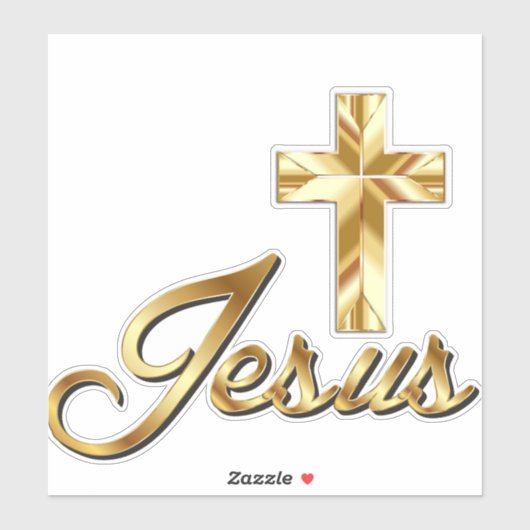 Jesus _Cross gold Sticker (Vel)