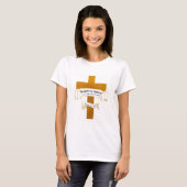 Jesus Cross in goud met bijbelverse - T-shirt (Voorkant volledig)