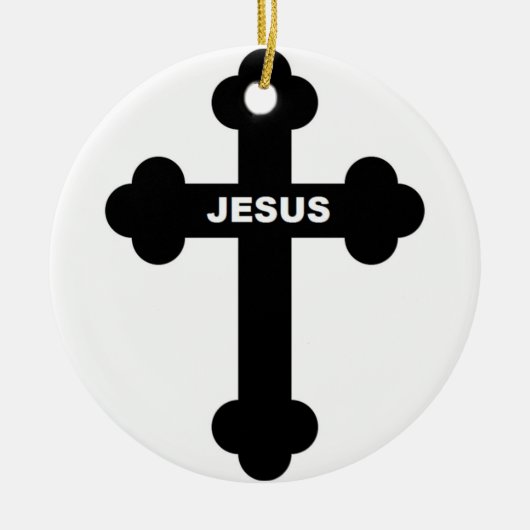 JESUS CROSS KERAMISCH ORNAMENT (Voorkant)