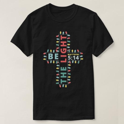 Jesus Cross Kerstmis Lights Matthew 514 Christelij T-shirt (Design voorkant)
