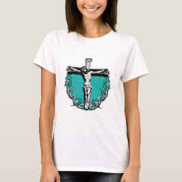 Jesus Cross kruisiging Paaskerst Blauwgroen T-shirt
