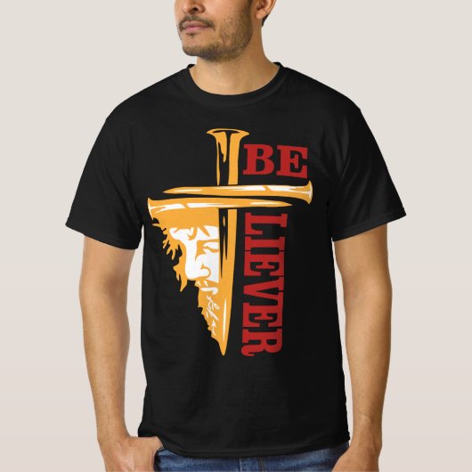 Jesus Cross Nail Design – Powerful Christian T-shirt (Voorkant)