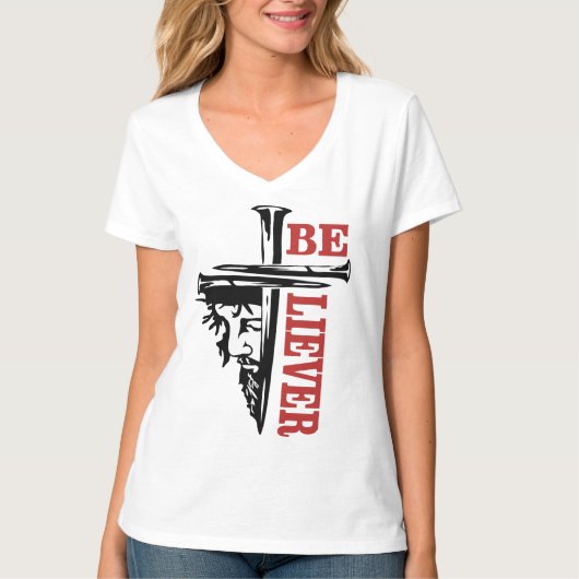 Jesus Cross Nail Design – Powerful Christian T-shirt (Voorkant)