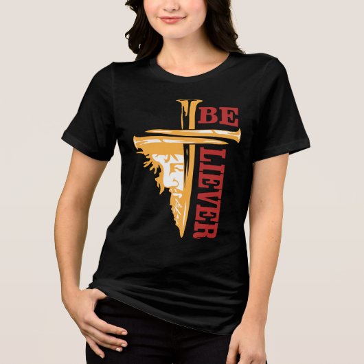 Jesus Cross Nail Design – Powerful Christian Tri-Blend Shirt (Voorkant)