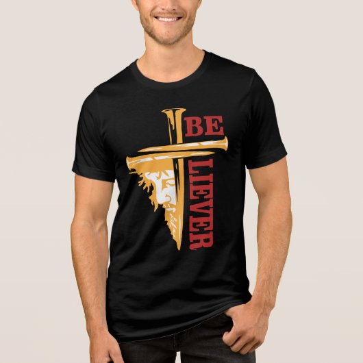 Jesus Cross Nail Design – Powerful Christian Tri-Blend Shirt (Voorkant)