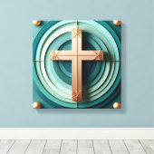 Jesus Cross Stretched Canvas (Insitu (Houten vloer))