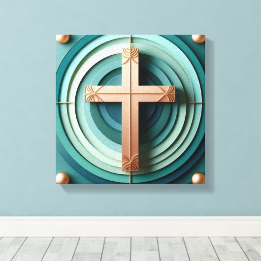 Jesus Cross Stretched Canvas (Insitu (Houten vloer))