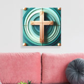 Jesus Cross Stretched Canvas (Insitu (Woonkamer))