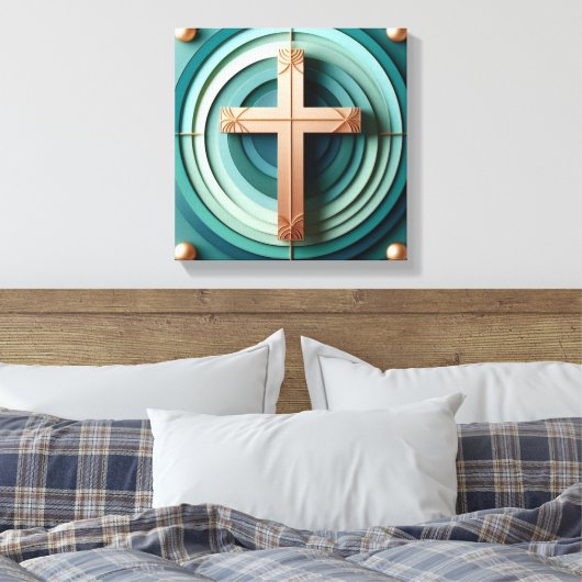 Jesus Cross Stretched Canvas (Insitu (Slaapkamer))
