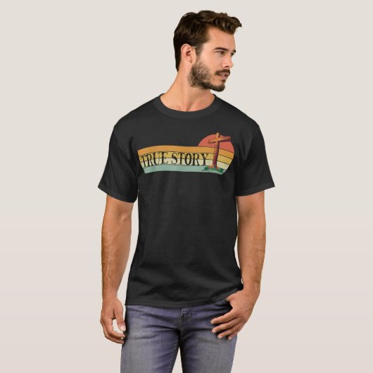 Jesus Cross-WAUE VERHAAL Pasen en Christelijke Bij T-shirt (Voorkant volledig)