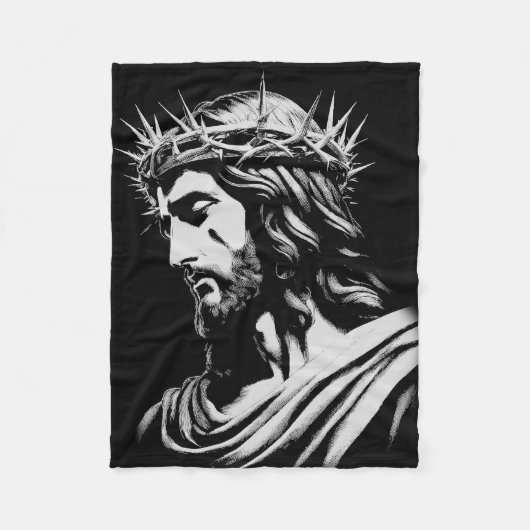 Jesus Crown of Thorns Christelijk Fleece Deken (Voorkant)