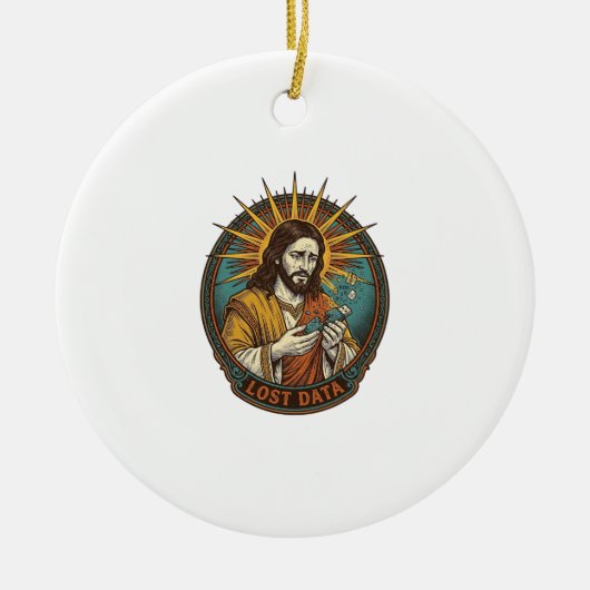 Jesus Crushed USB Flash Drive Lost Data Humor_1 Keramisch Ornament (Voorkant)