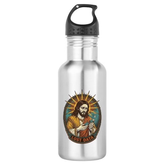 Jesus Crushed USB Flash Drive Lost Data Humor_1 Waterfles (Voorkant)