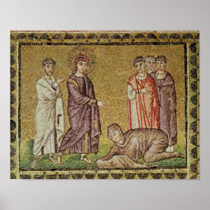 Jesus Cures de vrouw die bloeit Poster