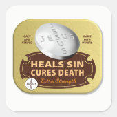 Jesus Cures Pil - Christelijk geneest geloof God Vierkante Sticker (Voorkant)