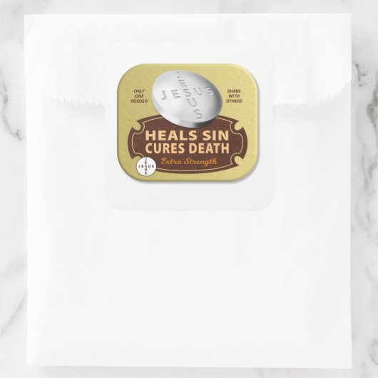 Jesus Cures Pil - Christelijk geneest geloof God Vierkante Sticker (Tas)
