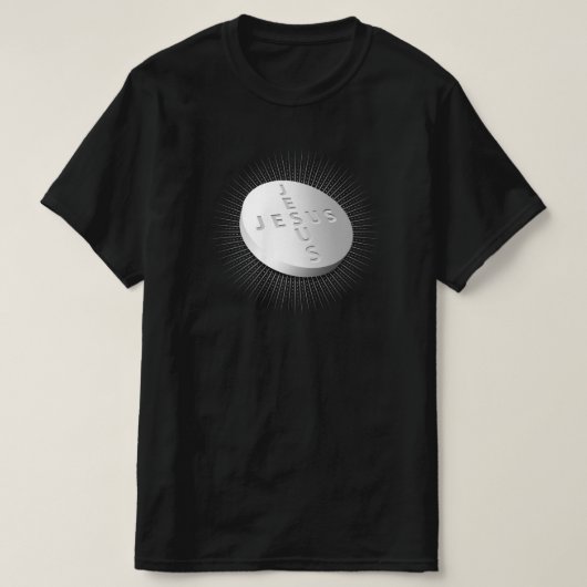 Jesus Cures pil tablet Christelijk kruis geneest G T-shirt (Design voorkant)