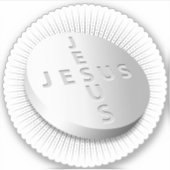 Jesus Cures pil Tablet Christelijk Starburst Cross Sticker (Voorkant)