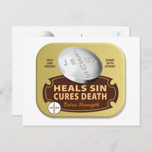 Jesus Cures Pill - Christelijk geloofsgebed Feestdagenkaart (Voorkant / Achterkant)