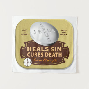 Jesus Cures Pill - Christelijke Godsdienst Wandkleed