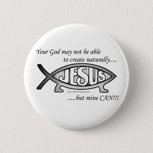 Jesus & Darwin Fish Button/Pin Ronde Button 5,7 Cm (Voorkant)