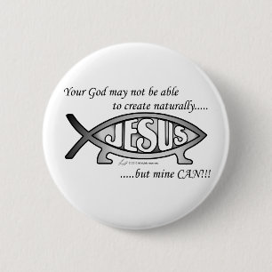 Jesus & Darwin Fish Button/Pin Ronde Button 5,7 Cm