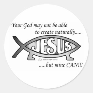Jesus & Darwin Vis Stickers