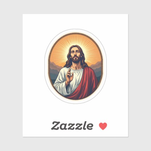 Jesus Dawn Crest Vintage Gravure T-shirt Sticker (Vel)