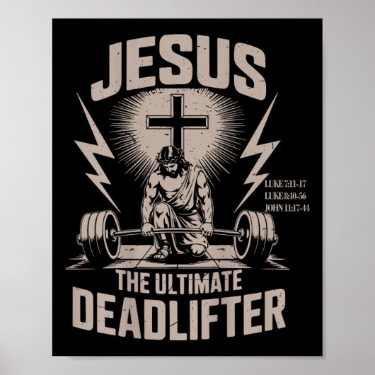 Jesus De Deadlifter Grappige Christelijke Gym Work Poster (Voorkant)