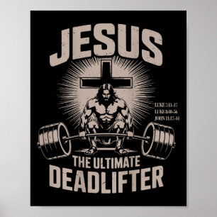 Jesus De Deadlifter Grappige Christelijke Gym Work Poster
