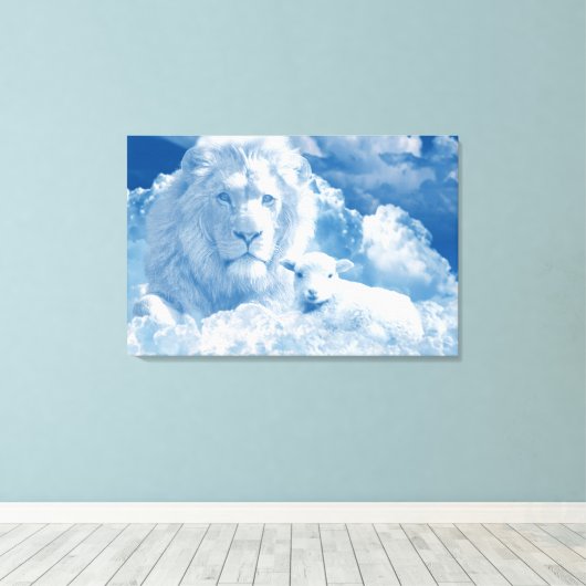 JESUS DE LAM EN JESUS DE LION CANVAS AFDRUK (Insitu (Houten vloer))