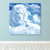 JESUS DE LAM EN JESUS DE LION CANVAS AFDRUK (Insitu (Houten vloer))