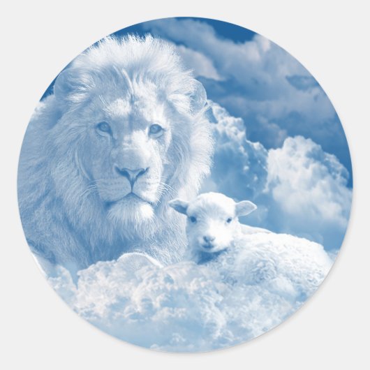 JESUS DE LAM EN JESUS DE LION RONDE STICKER (Voorkant)