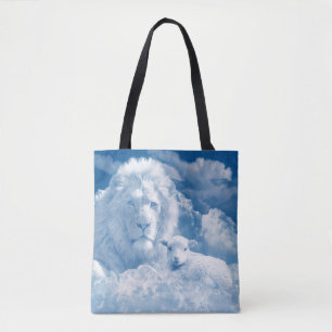 JESUS DE LAM EN JESUS DE LION TOTE BAG