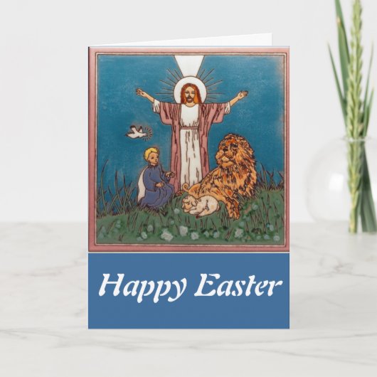 Jesus de Leeuw en het Lam Feestdagen Kaart (Voorkant)