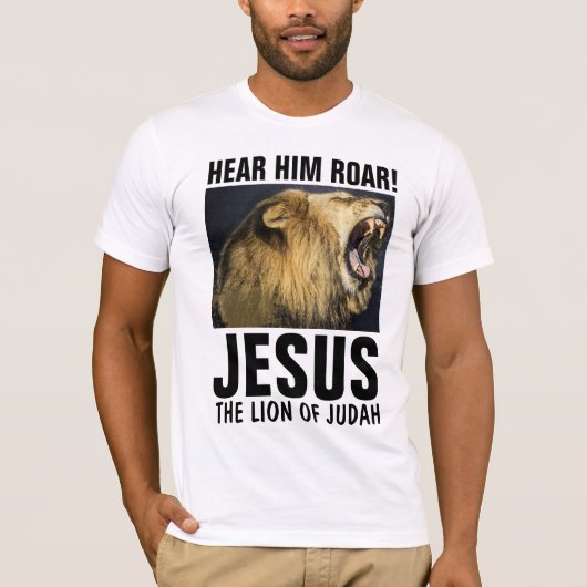 JESUS DE ROARING LION OF JUDAH, T-SHIRTS (Voorkant)