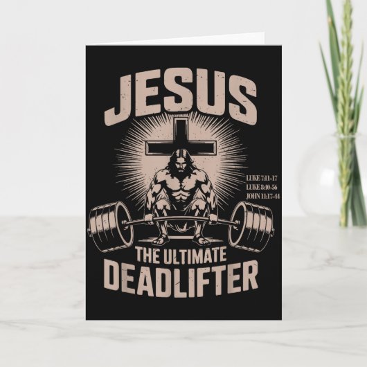 Jesus De Ultieme Deadlifter Spier Kind Funny Chr Kaart (Voorkant)