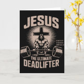 Jesus De Ultieme Deadlifter Spier Kind Funny Chr Kaart (Gele Bloem)