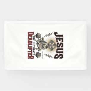 Jesus De Ultieme Deadlifter Vintage Christelijk Ov Spandoek
