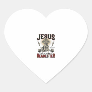 Jesus De Ultieme Deadlifter Vintage Christelijk T- Hart Sticker