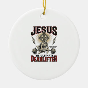 Jesus De Ultieme Deadlifter Vintage Christelijk T- Keramisch Ornament