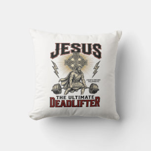 Jesus De Ultieme Deadlifter Vintage Christelijk T- Kussen