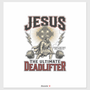 Jesus De Ultieme Deadlifter Vintage Christelijk T- Sticker